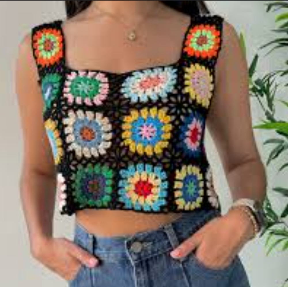 Boho Crochet Top Size M